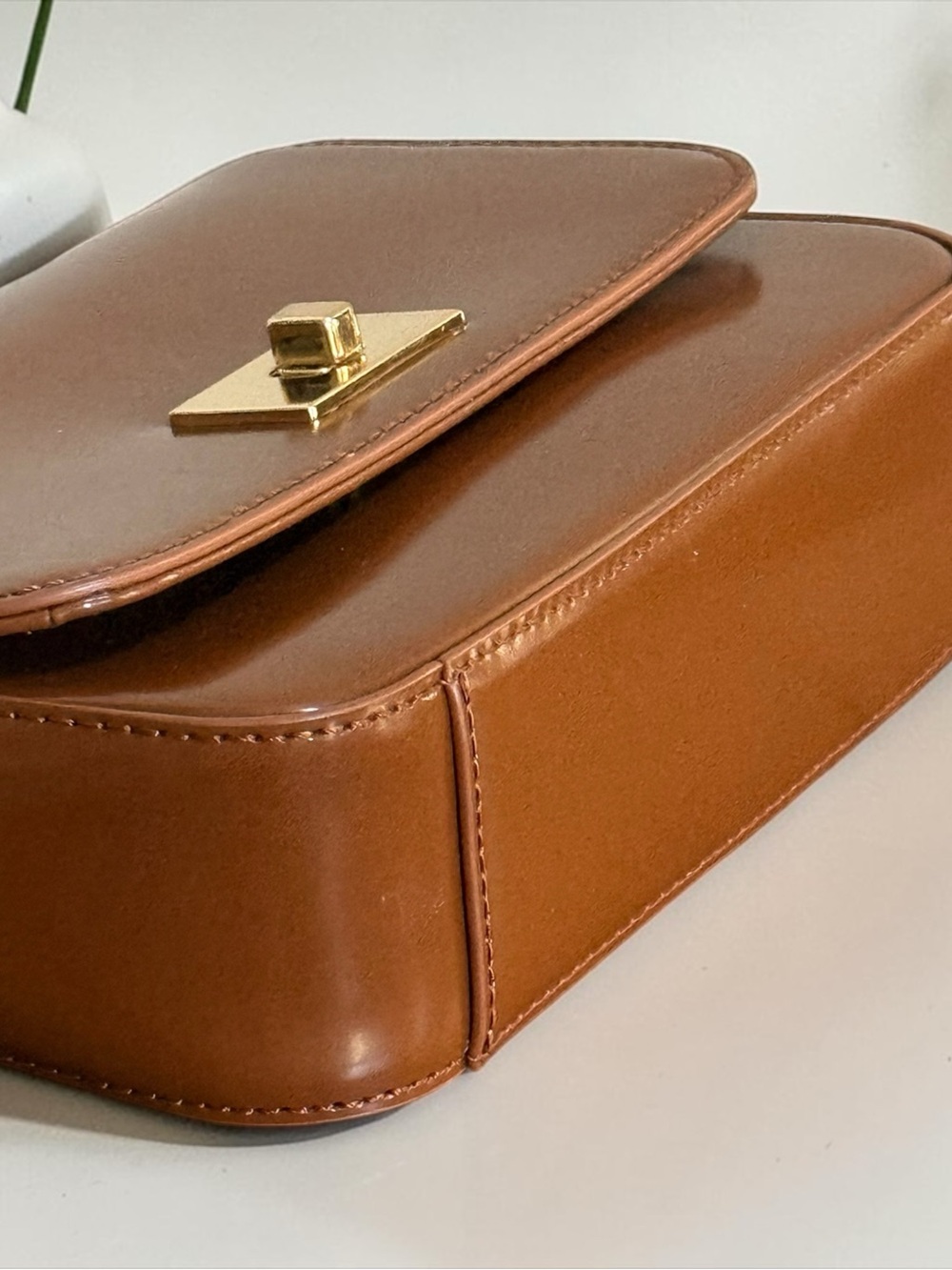 NWT J.Crew Cognac Brown Tan Polished Leather Crossbody Bag! NEW! - Picture 5 of 9